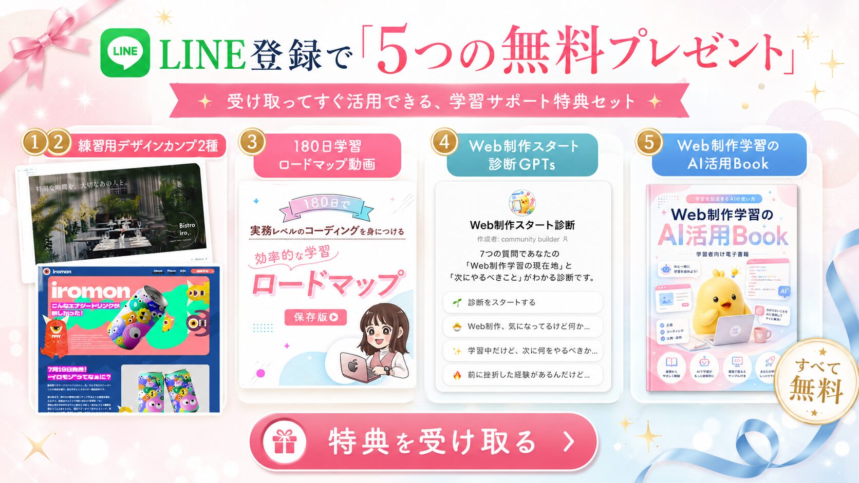 LINE登録でもらえる5つの無料プレゼント一覧