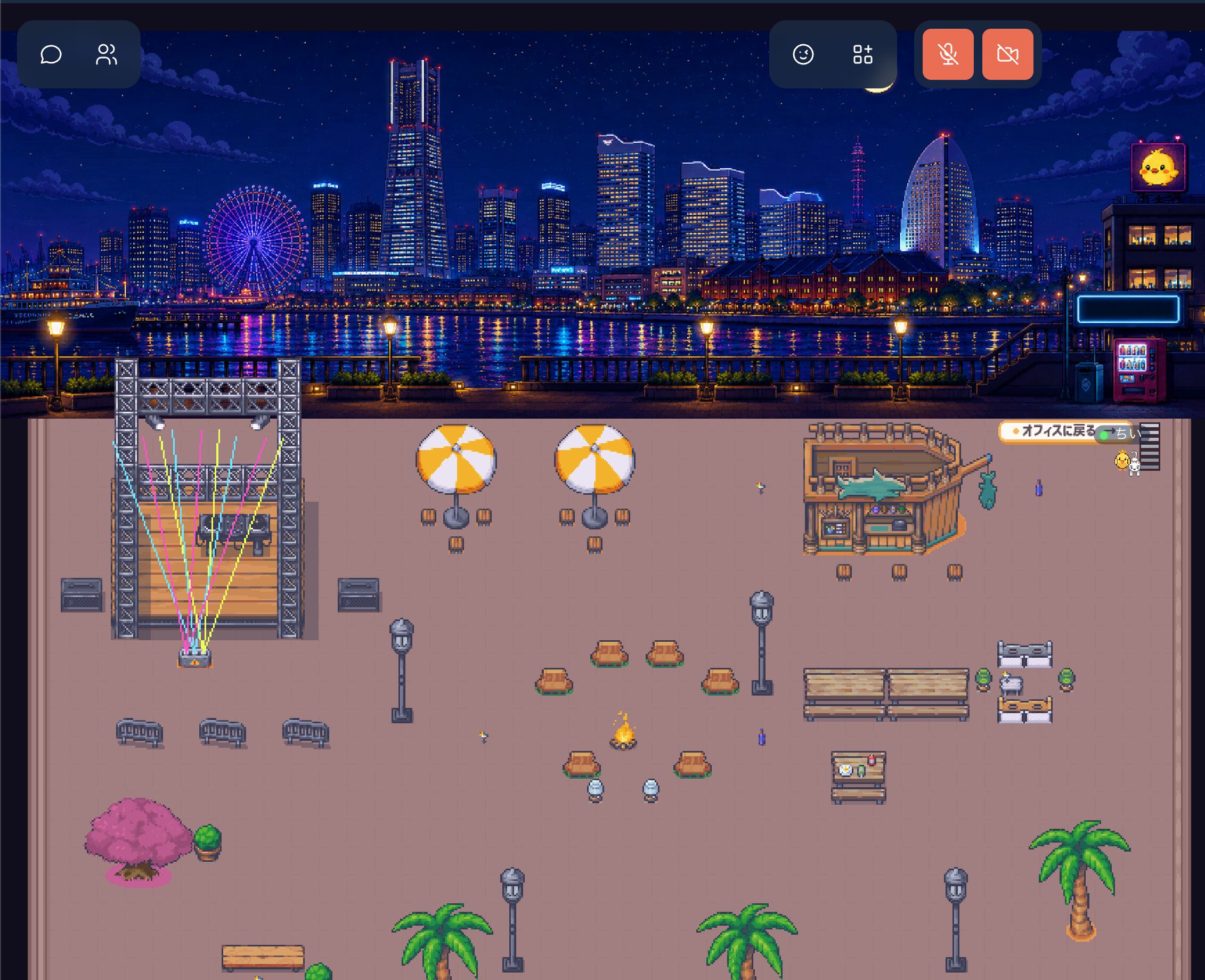 バーチャルオフィスの屋上エリア（夜景）